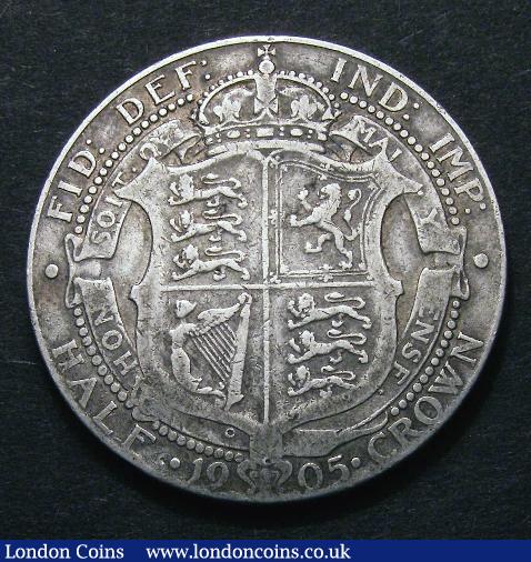 London Coins : A129 : Lot 1497 : Halfcrown 1905 ESC 750 Near Fine reverse VG as the I of HONI and P of PENSE are not visible
