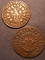 London Coins : A129 : Lot 845 : Portugal 10 Reis (2) 1720 KM#191 GF, 1738 KM#227 Fine once cleaned