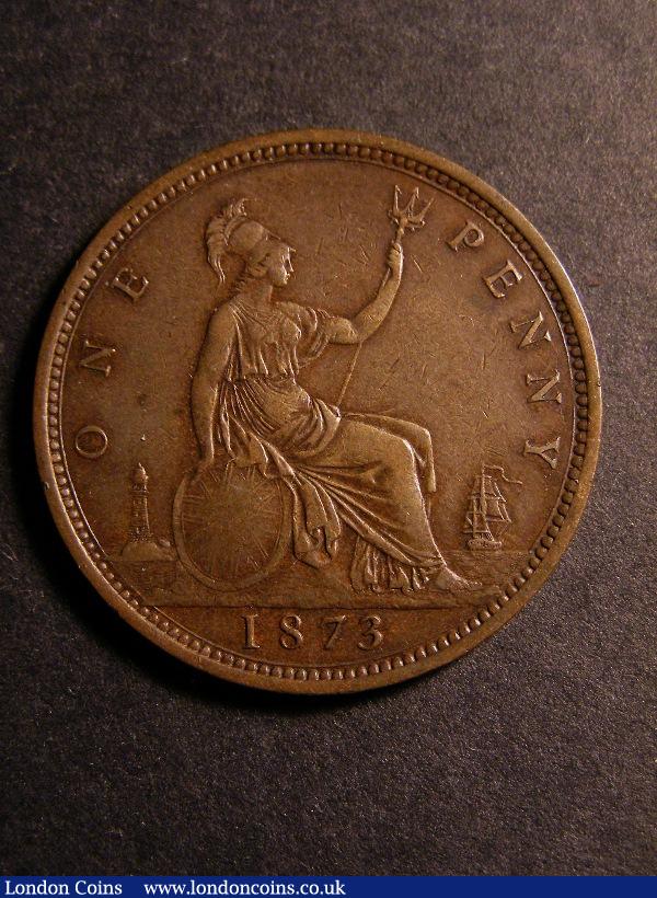 London Coins : A130 : Lot 1583 : Penny 1873 Freeman 64 dies 6+G Gouby BP1873 Ab date covers 11 border teeth, GVF/VF scarce