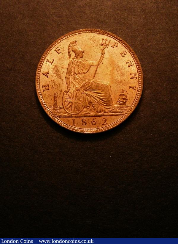 London Coins : A130 : Lot 2095 : Halfpenny 1862 Freeman 289 dies 7+G CGS UNC 85