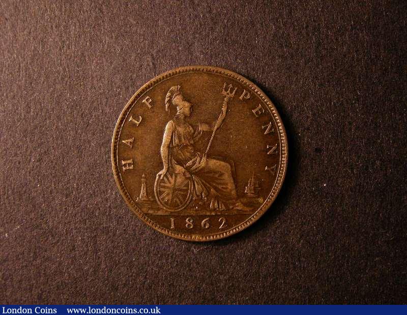 London Coins : A131 : Lot 1552 : Halfpenny 1862 Die Letter A Freeman 290A dies 7+G NVF