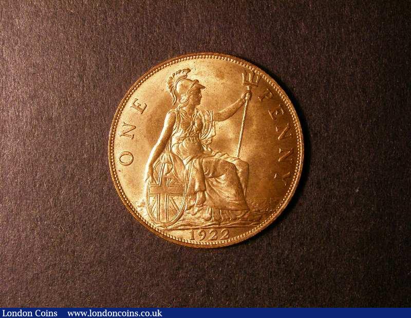 London Coins : A131 : Lot 1698 : Penny 1922 Freeman 192 dies 3+B UNC with practically full lustre and scarce as such