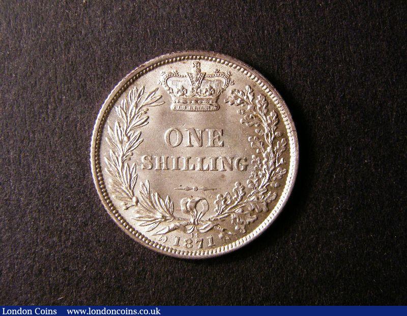 London Coins : A131 : Lot 1761 : Shilling 1871 ESC 1321 Die Number 14 UNC with a few light contact marks and a small spot below the N...