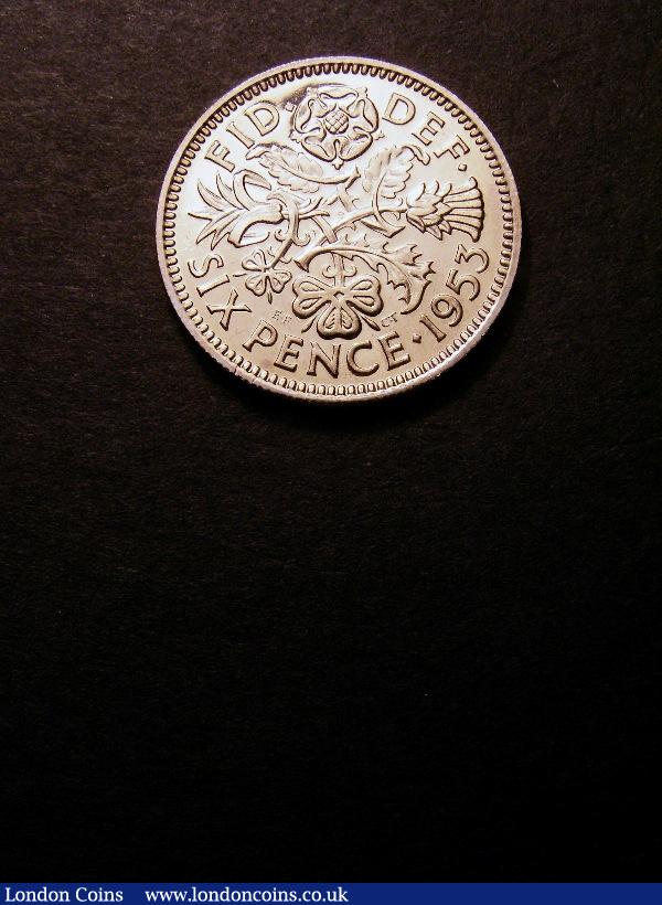 London Coins : A131 : Lot 1896 : Sixpence 1953 Proof ESC 1838H nFDC with a few minor hairlines, Ex-Norweb Collection, comes w...