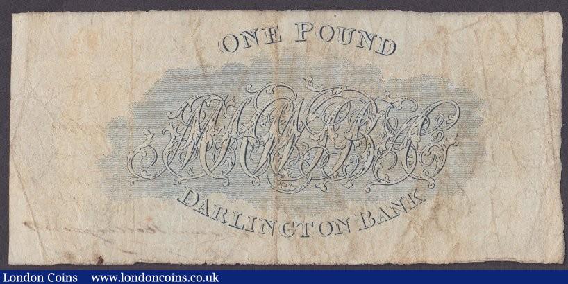 London Coins : A132 : Lot 203 : Darlington Bank &pound;1 dated 1815 for Mowbray, Hollingsworth, Wetherell, Shields, ...