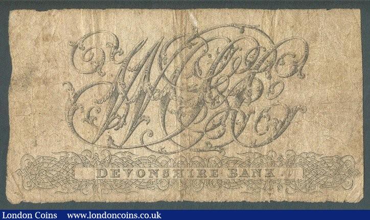 London Coins : A132 : Lot 207 : Devonshire Bank &pound;1, Exeter, dated 1817, No.C885 for Williams, Cann, Searle...