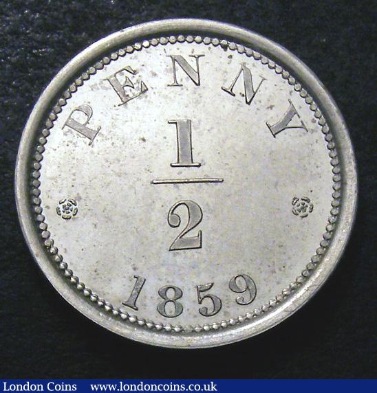 London Coins : A133 : Lot 615 : Halfpenny 1859 Pattern in Cupro-Nickel Freeman 744, Peck 2036, Obverse with small central cr...