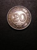 London Coins : A133 : Lot 1447 : Sarawak 20 Cents 1913H KM#10 VF Scarce