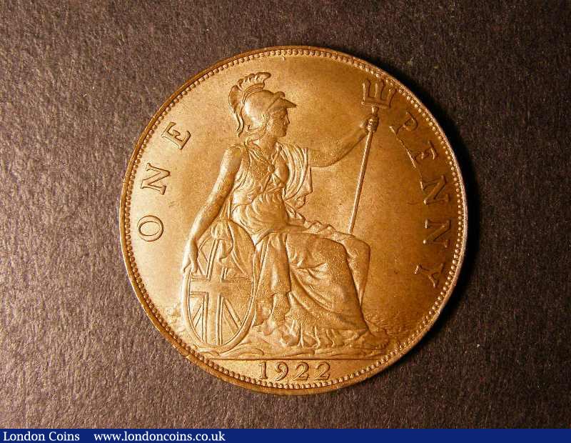London Coins : A134 : Lot 2246 : Penny 1922 Freeman 192 dies 3+B UNC with traces of subdued lustre