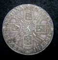 London Coins : A134 : Lot 1824 : Crown 1691 as ESC 82 with I over E in GVLIELMVS Good Fine 