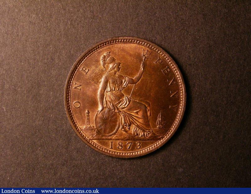 London Coins : A135 : Lot 1879 : Penny 1873 Freeman 64 dies 6+G UNC with traces of lustre and minor cabinet friction