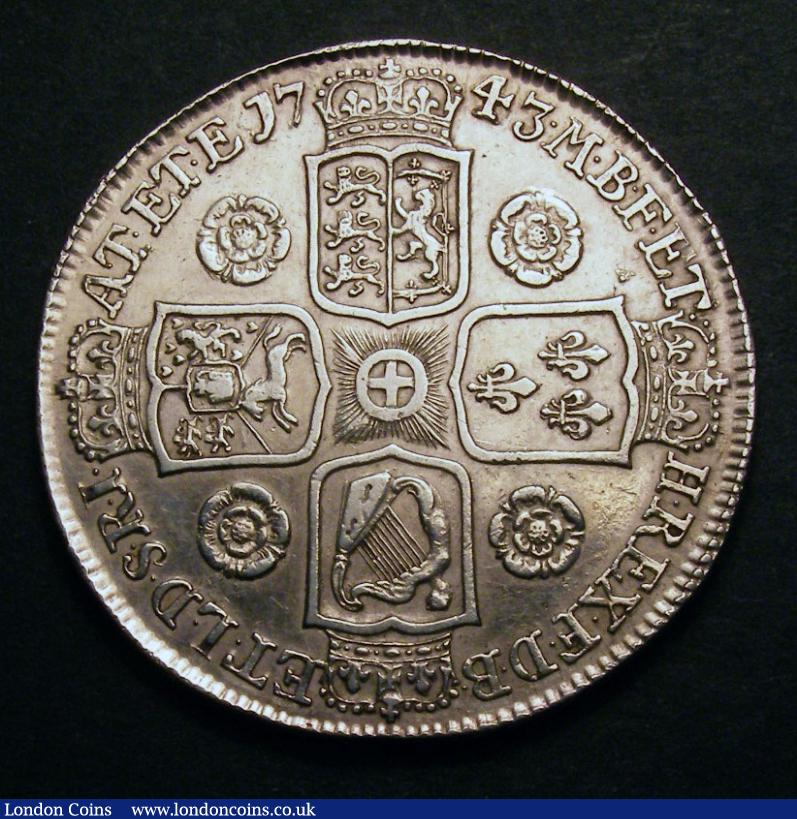London Coins : A136 : Lot 1744 : Crown 1743 Roses ESC 124 Bright VF
