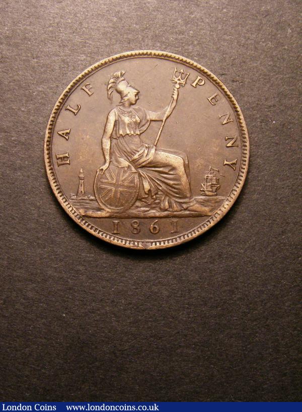 London Coins : A136 : Lot 2599 : Halfpenny 1861 Freeman dies 7+G 1 over 1 to the left the underlying 1 almost completely separate CGS...