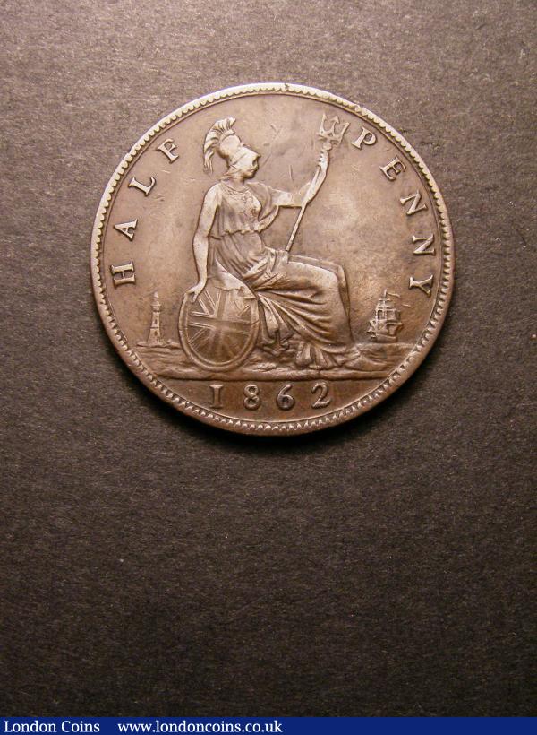 London Coins : A136 : Lot 2600 : Halfpenny 1862 2 over 2 in date (visible at top right) CGS Variety 07 CGS Fine 30