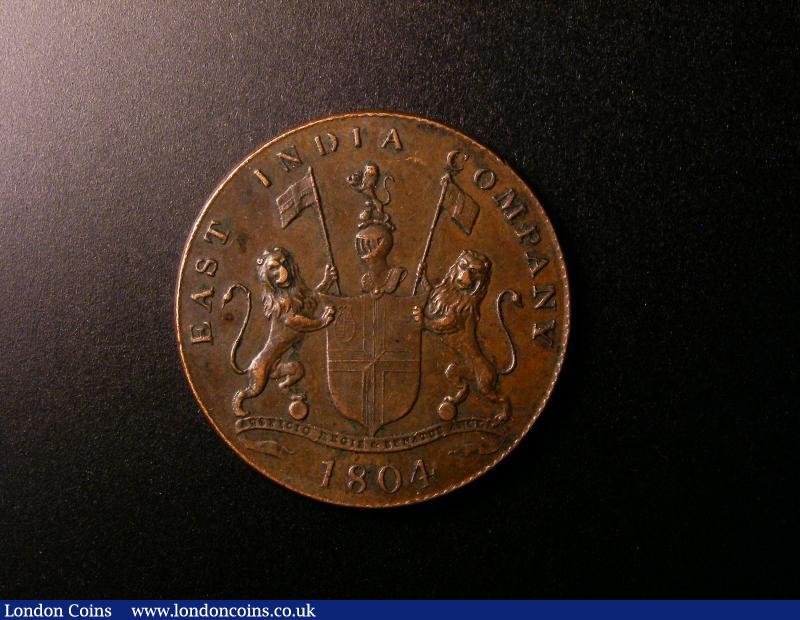 London Coins : A136 : Lot 982 : India - British Bombay Presidency East India Company 20 Cash 1804 as KM#206 with double obverse VF