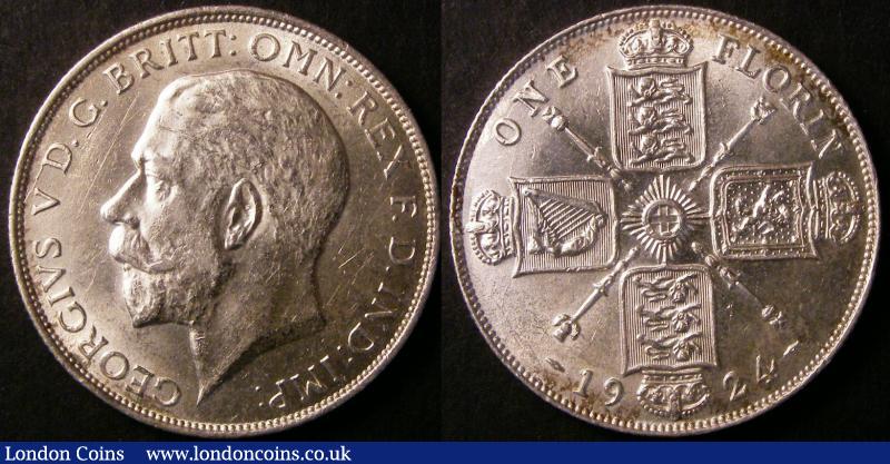 London Coins : A137 : Lot 1476 : Florins (2) 1923 ESC 942 UNC with some contact marks, 1924 ESC 943 UNC or near so with some smal...