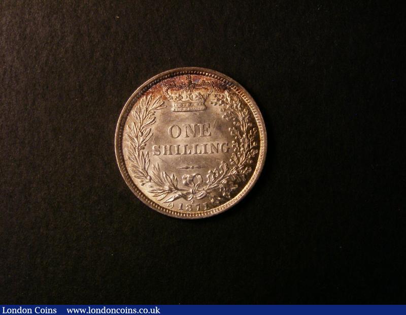 London Coins : A137 : Lot 1829 : Shilling 1871 ESC 1321 Die Number 2 GEF with some toning at the top of the reverse