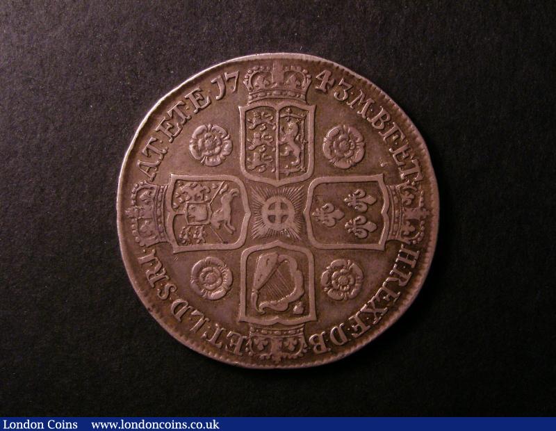 London Coins : A138 : Lot 1911 : Crown 1743 Roses ESC 124 Fine/Good Fine a pleasing piece without problems