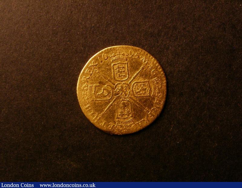London Coins : A138 : Lot 2172 : Half Guinea 1695 Early Harp S.3466 Fine with some scuffs on the reverse (bought Grantham Coins 5/7/1...