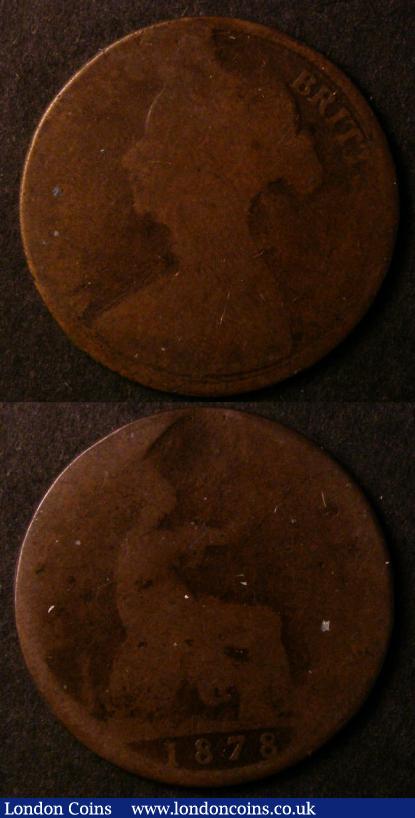 London Coins : A138 : Lot 2363 : Halfpennies (2) 1878 Wide Date Freeman 335 dies 15+N only Poor but very rare with the variety clear&...