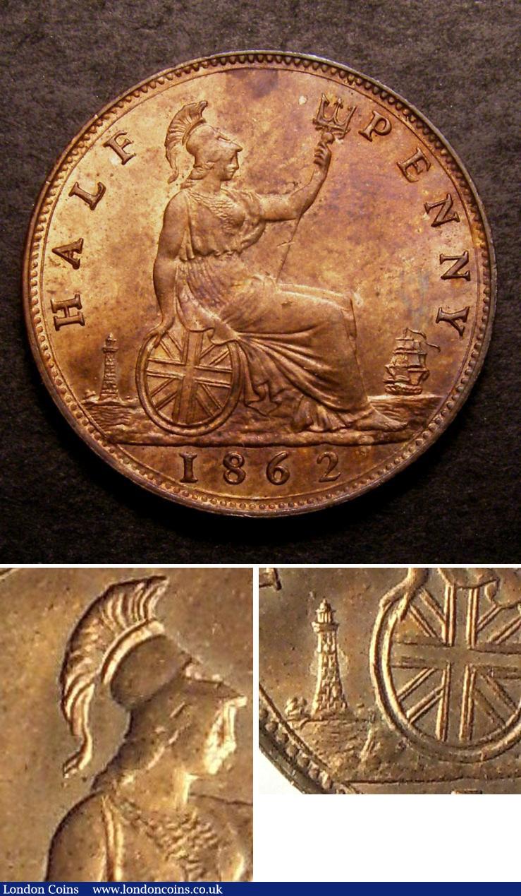 London Coins : A138 : Lot 2394 : Halfpenny 1862 dies 7+H Ex-Michael Freeman who states 'Reverse H not a proof and therefore unpublish...