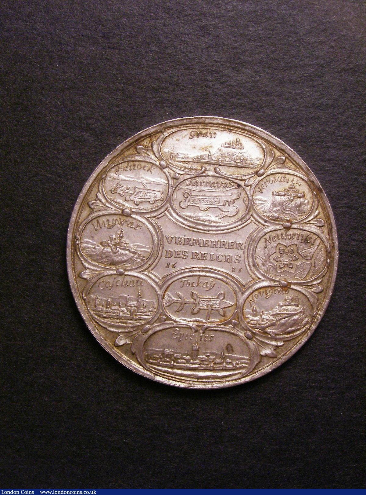 London Coins : A139 : Lot 1456 : Turkey House of Habsburg 1685 Siege of Vienna by Lazarus Gottlieb Lauffer 40mm diameter in silver EF