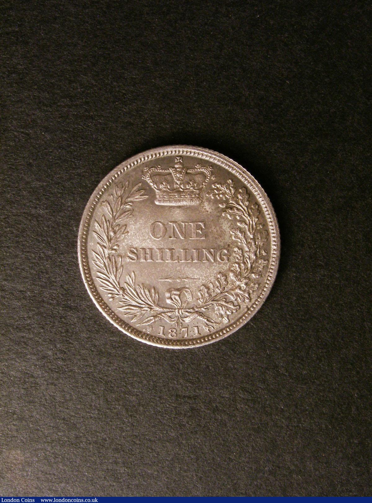 London Coins : A139 : Lot 2184 : Shilling 1871 ESC 1321 Die Number 11 UNC toned with minor cabinet friction