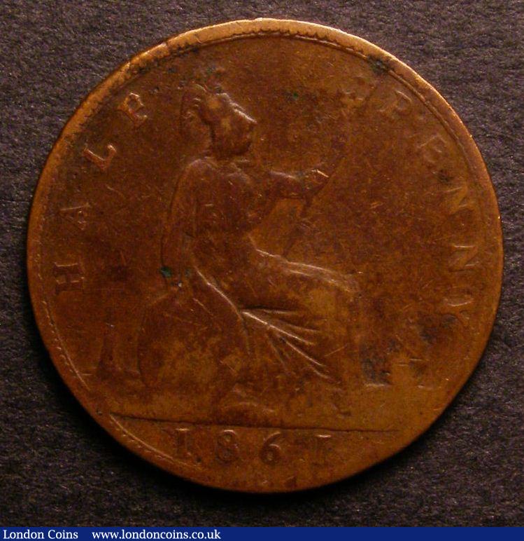 London Coins : A140 : Lot 2043 : Halfpenny 1861 appears to read HALF for HALF (F of Half over P) Fair, Rare, we note a simila...