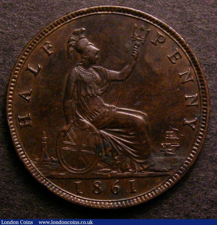 London Coins : A140 : Lot 2044 : Halfpenny 1861 as Freeman 273 dies 4+G but with some of the leaf edges re-cut with incuse lines,...