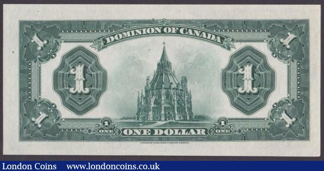 London Coins : A140 : Lot 463 : Canada, The Dominion of Canada $1 dated 1923 series D4941353, black seal at right, C...