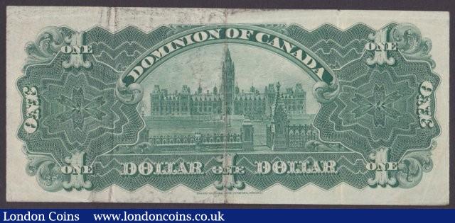 London Coins : A140 : Lot 469 : Canada, The Dominion of Canada $1 dated March 31st 1898 series D532527 signed Courtney, ...