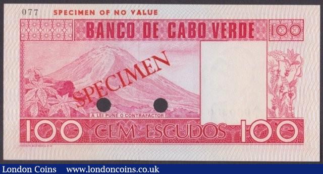 London Coins : A140 : Lot 482 : Cape Verde 100 escudos issued 1977, Specimen No.077, series A/1 000000, SPECIMEN ovpt. &...