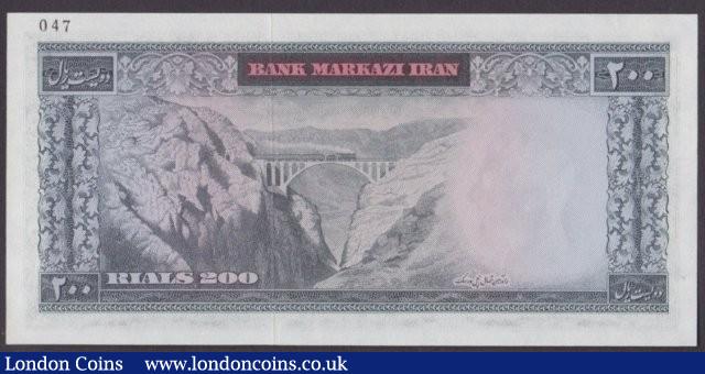 London Coins : A140 : Lot 549 : Iran 200 rials issued 1971-73, Specimen No.047, series 78/ 000000, signature 13, SPE...