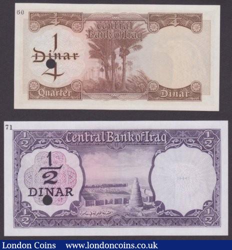 London Coins : A140 : Lot 552 : Iraq printers colour trials issued 1971 (2), 1/4 dinar Pick56ct in brown & 1/2 dinar Pick57c...