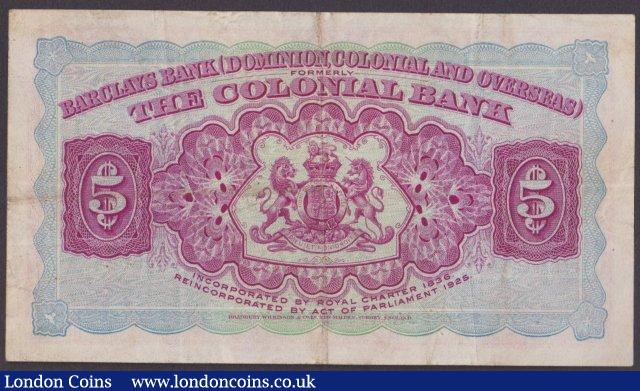 London Coins : A140 : Lot 735 : Trinidad & Tobago, Barclays Bank (Dominion, Colonial and Overseas) $5 dated 1st Marc...
