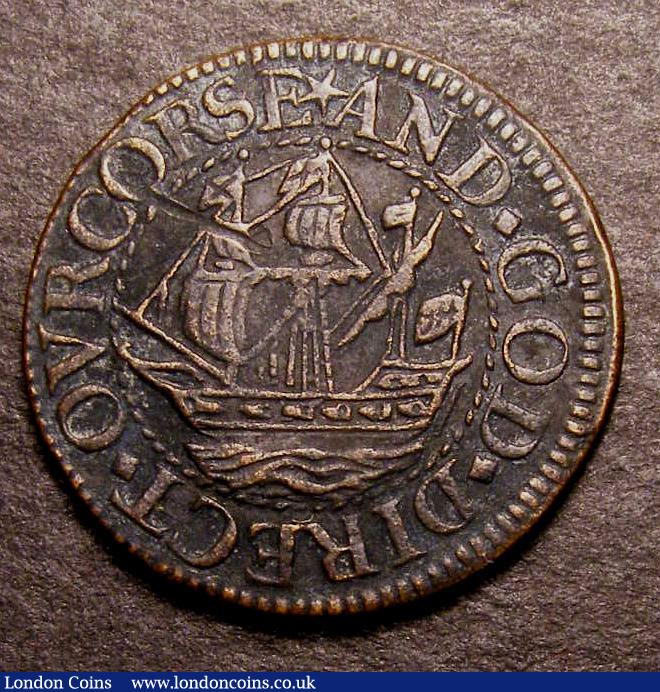 London Coins : A141 : Lot 1317 : Farthing Commonwealth undated (1656) Pattern in copper Peck 387 Obverse THVS . VNITED . INVINCIBLE T...