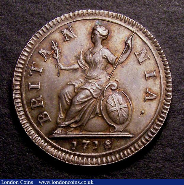 London Coins : A141 : Lot 1352 : Farthing 1718 Silver Proof Peck 790 nFDC and superb with just minor cabinet friction and a few light...
