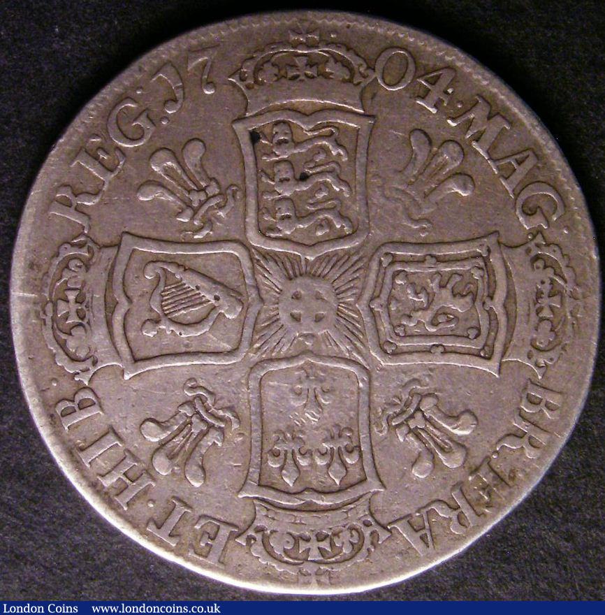 London Coins : A141 : Lot 1697 : Halfcrown 1704 Plumes ESC 570 Near Fine/Fine, Very Rare