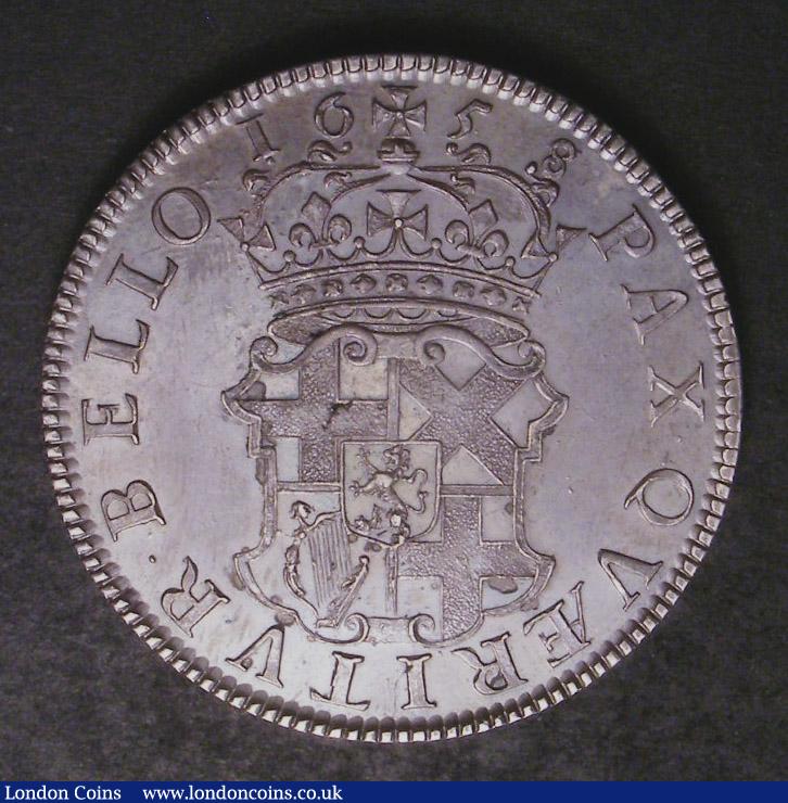London Coins : A142 : Lot 1951 : Crown 1658 Cromwell 8 over 7 ESC 10 EF or near so with an attractive grey tone and a thin scratch in...