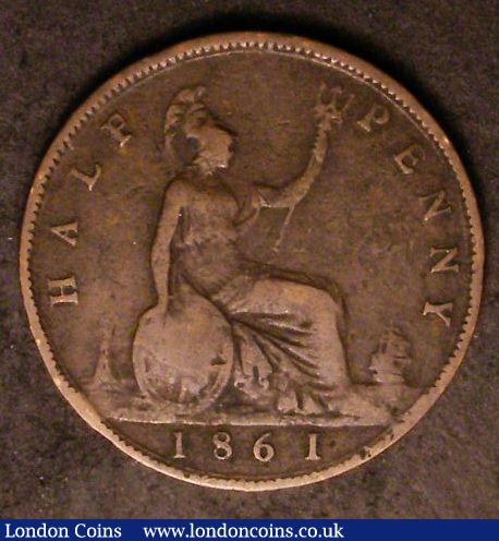 London Coins : A142 : Lot 2514 : Halfpenny 1861 F of HALF struck over a P Freeman dies 6+G only Fair, Very Rare