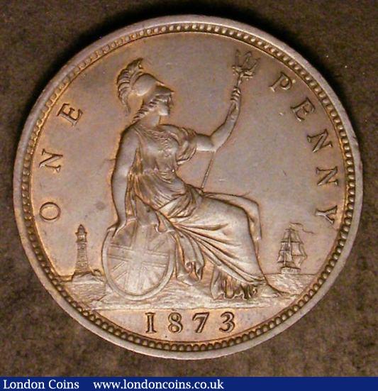 London Coins : A142 : Lot 2684 : Penny 1873 Freeman 64 dies 6+G Toned UNC with very light contact marks