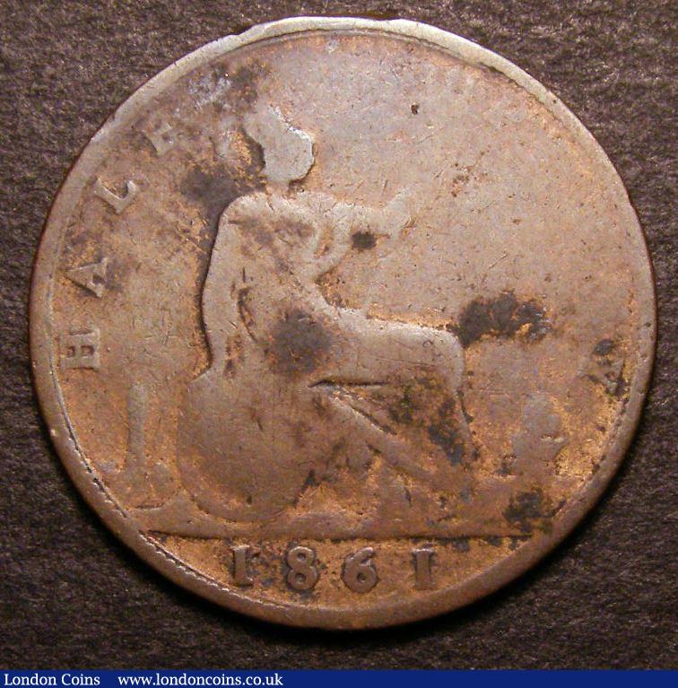 London Coins : A142 : Lot 421 : Halfpenny 1861 6 over 8 Freeman 274A dies 5+E CGS 3, Ex-London Coins Auction A140 March 2013 Lot...