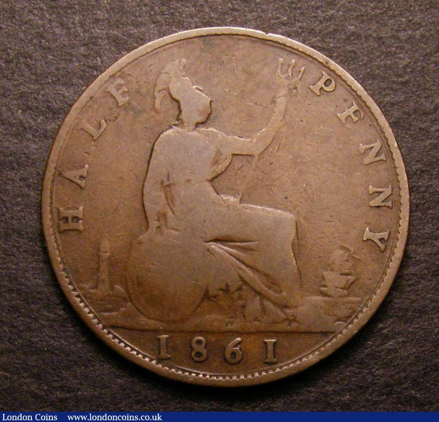 London Coins : A142 : Lot 422 : Halfpenny 1861 as Freeman 274 Dies 5+E with 6 over higher 6, the underlying 6 touching the exerg...