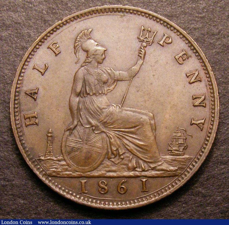 London Coins : A142 : Lot 423 : Halfpenny 1861 as Freeman 279 dies 7+F with a markedly doubled 6 in the date (the other two examples...