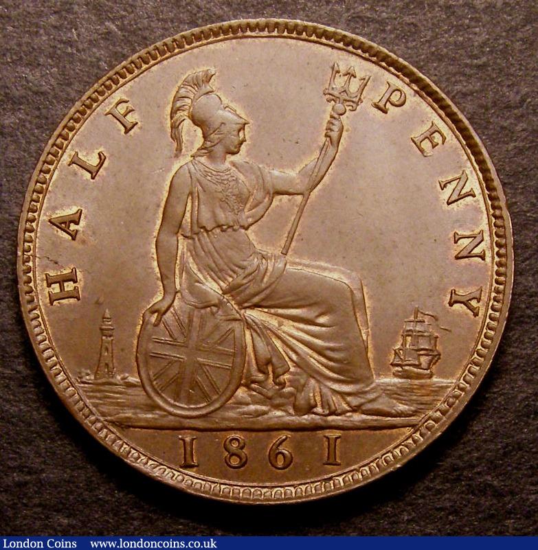 London Coins : A142 : Lot 434 : Halfpenny 1861 Freeman 277 dies 6+G CGS 82