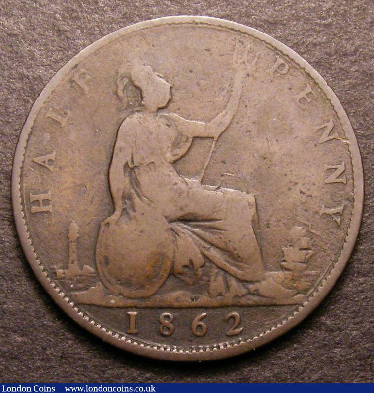 London Coins : A142 : Lot 442 : Halfpenny 1862 Die Letter B Freeman 288 dies 7+E CGS 8, we note there was no example in the Nich...