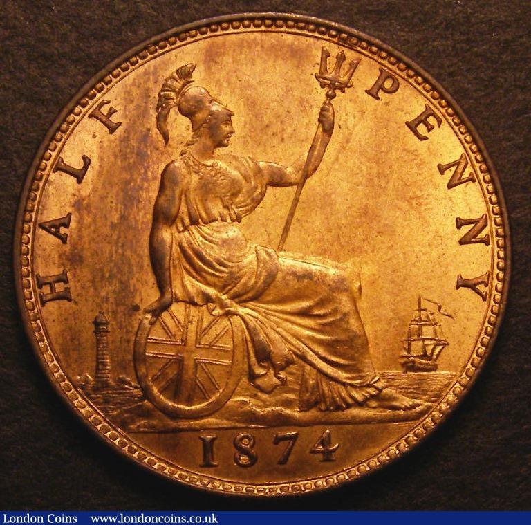 London Coins : A142 : Lot 471 : Halfpenny 1874 Freeman 316 dies 9+J CGS 82 the reverse with 75% lustre, the obverse with alm...