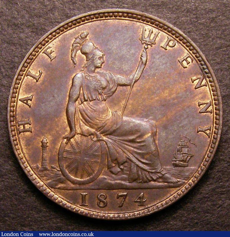 London Coins : A142 : Lot 472 : Halfpenny 1874 Freeman 317 dies 9+K CGS 65, we note there was no example in the Freeman, Nic...