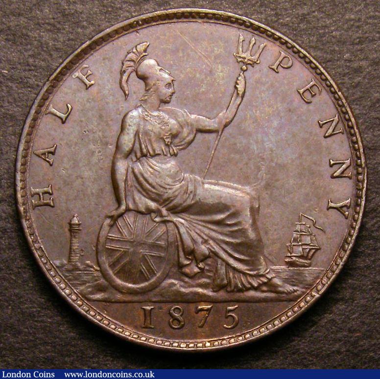 London Coins : A142 : Lot 480 : Halfpenny 1875 Freeman 322A dies 13+J rated R17 by Freeman, CGS 50, Ex-Andrew Wayne Collecti...