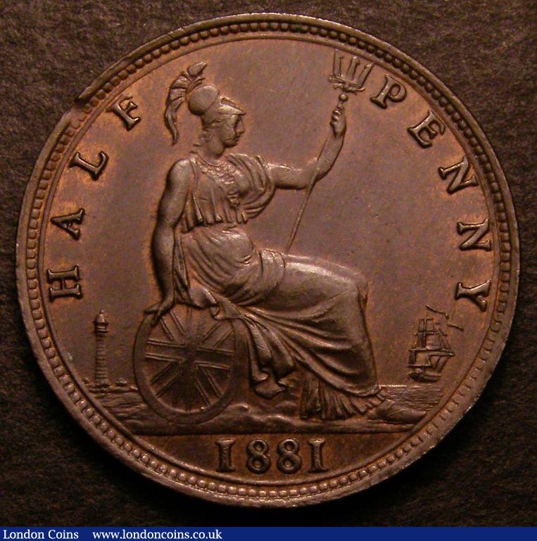 London Coins : A142 : Lot 500 : Halfpenny 1881 Freeman 342 dies 15+O CGS 80, Ex-Cheshire collection NGC MS65 BN
